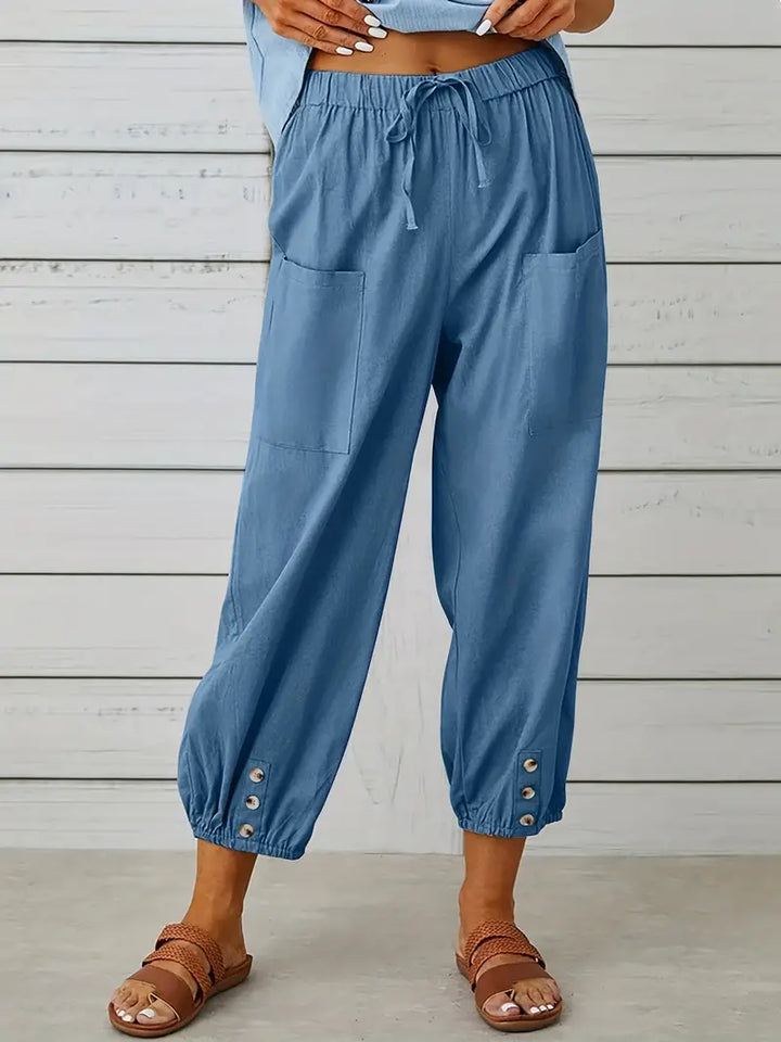 Spodnie Damskie Letnie 7/8 Casual Z Kieszeniami