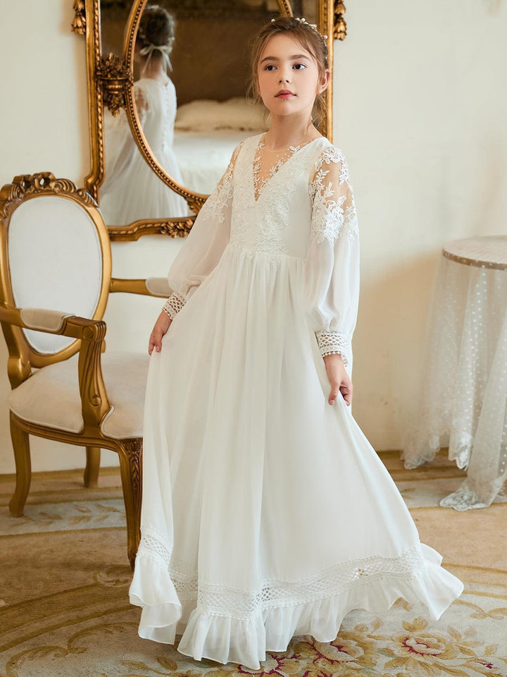 Zuzanna | Sukienka Dziewczęca Maxi Koronkowa