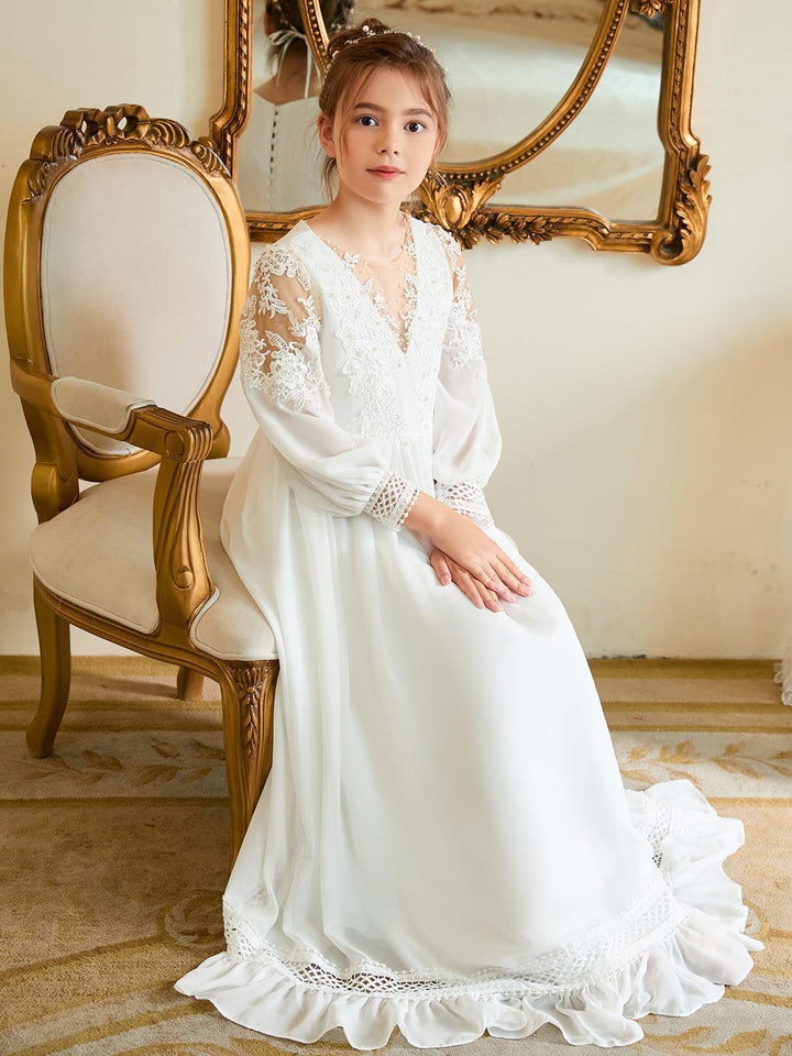 Zuzanna | Sukienka Dziewczęca Maxi Koronkowa