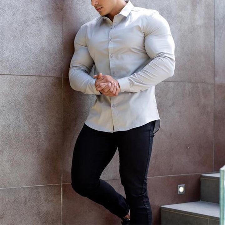 Lorenzo | Męska Koszula Slim Fit Z Długim Rękawem