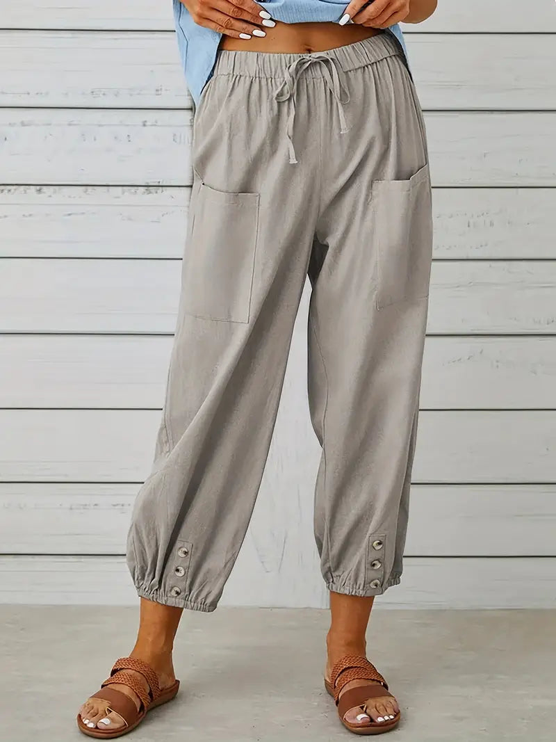 Spodnie Damskie Letnie 7/8 Casual Z Kieszeniami