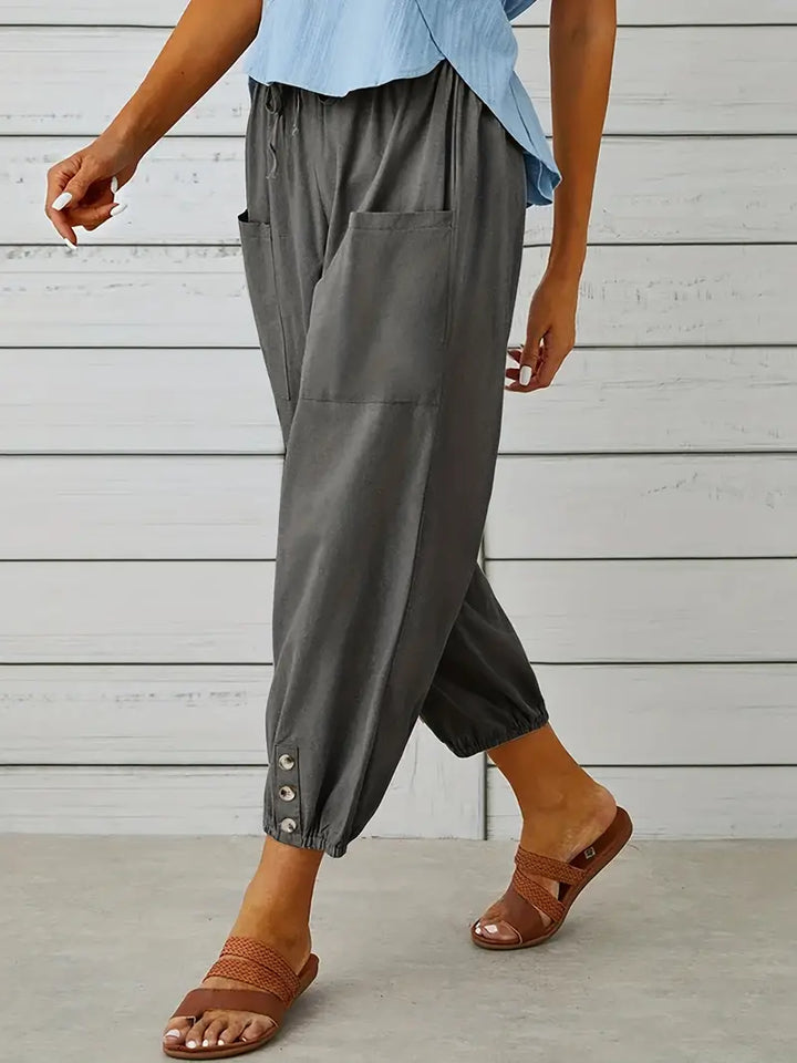 Spodnie Damskie Letnie 7/8 Casual Z Kieszeniami