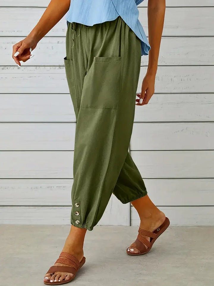 Spodnie Damskie Letnie 7/8 Casual Z Kieszeniami