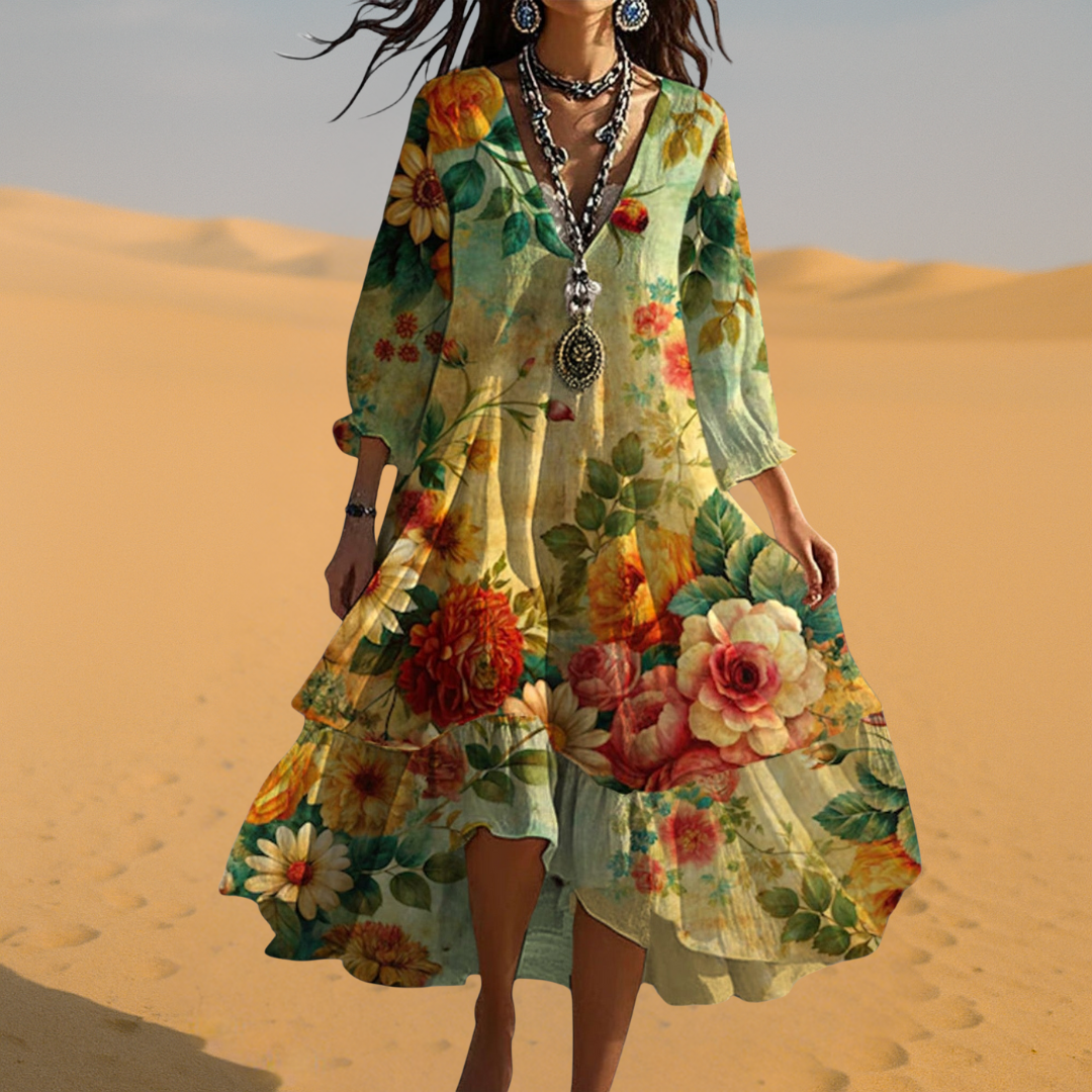 Emilia | Sukienka Boho Midi Kwiatowa