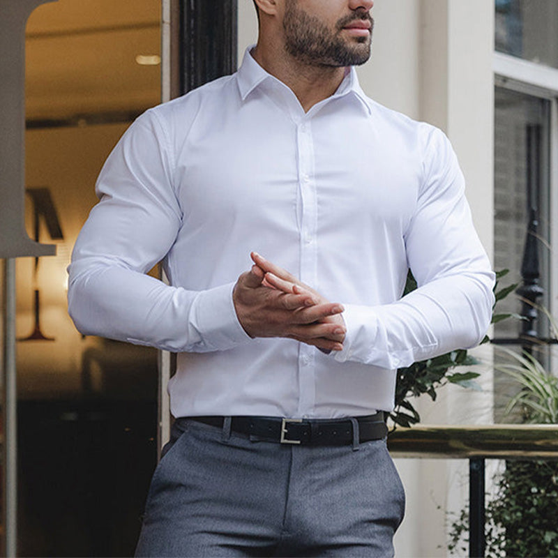 Lorenzo | Męska Koszula Slim Fit Z Długim Rękawem