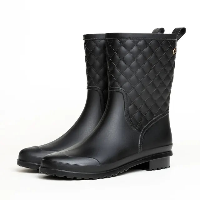 Damskie Wodoodporne Kalosze Na Platformie W Kratę