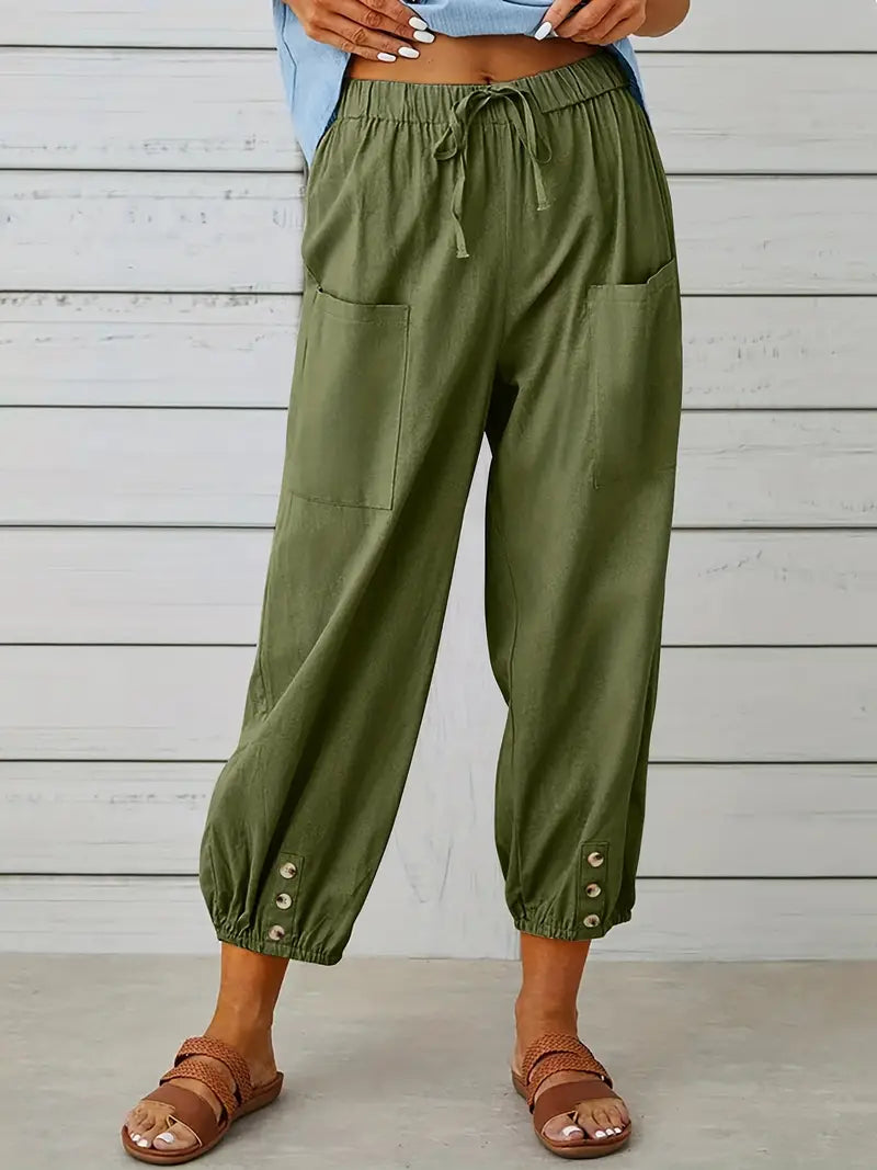 Spodnie Damskie Letnie 7/8 Casual Z Kieszeniami
