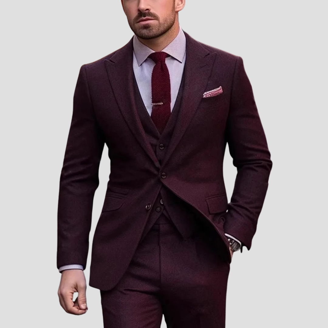 Łukasz | Garnitur Męski Trzyczęściowy Slim Fit