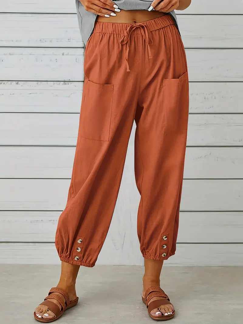 Spodnie Damskie Letnie 7/8 Casual Z Kieszeniami