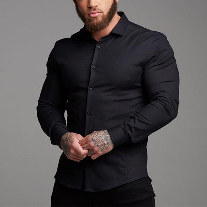 Lorenzo | Męska Koszula Slim Fit Z Długim Rękawem