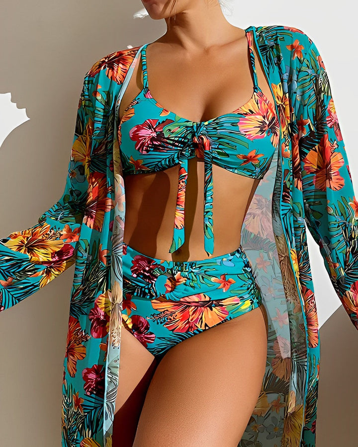 Bikini Damskie Trzyczęściowe Z Nadrukiem