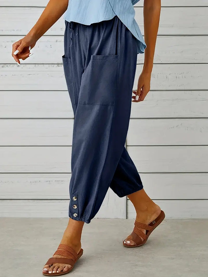 Spodnie Damskie Letnie 7/8 Casual Z Kieszeniami