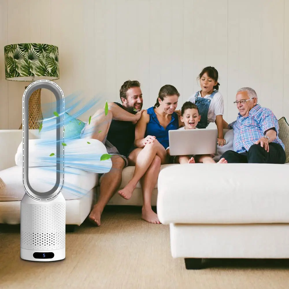 Wentylator Bezłopatkowy Z Funkcją Oczyszczania Powietrza, Oscylacją 90° I 8 Poziomami Nawiewu