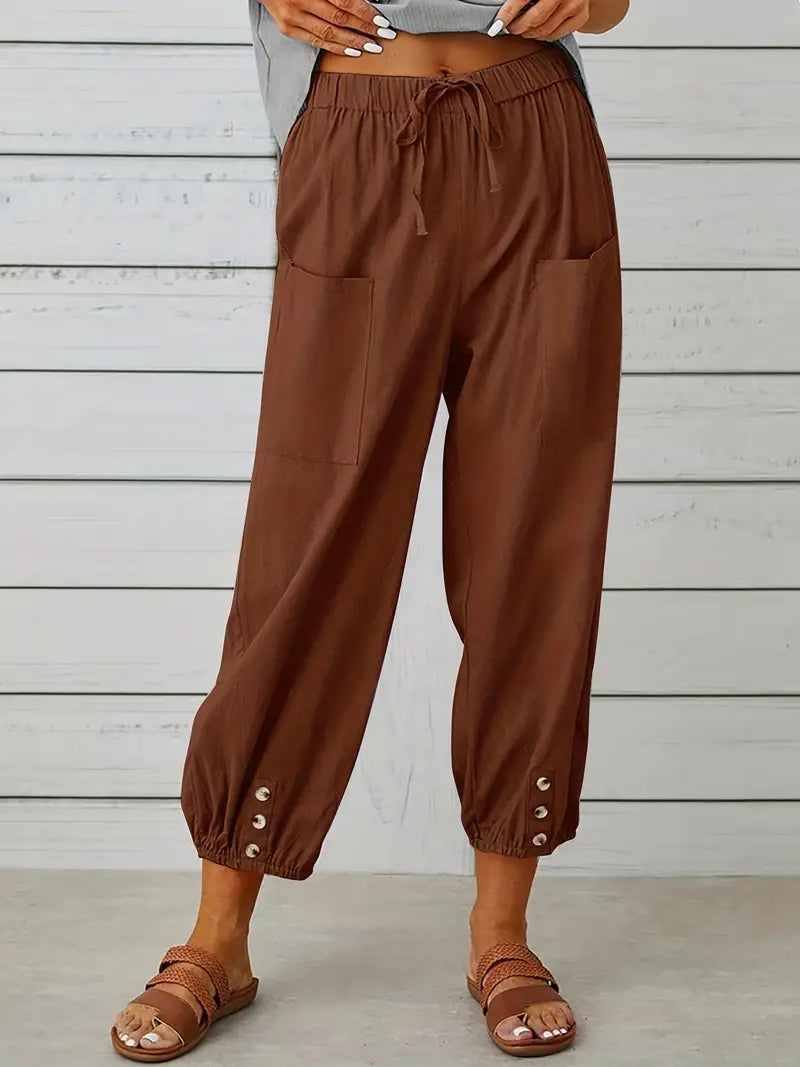 Spodnie Damskie Letnie 7/8 Casual Z Kieszeniami