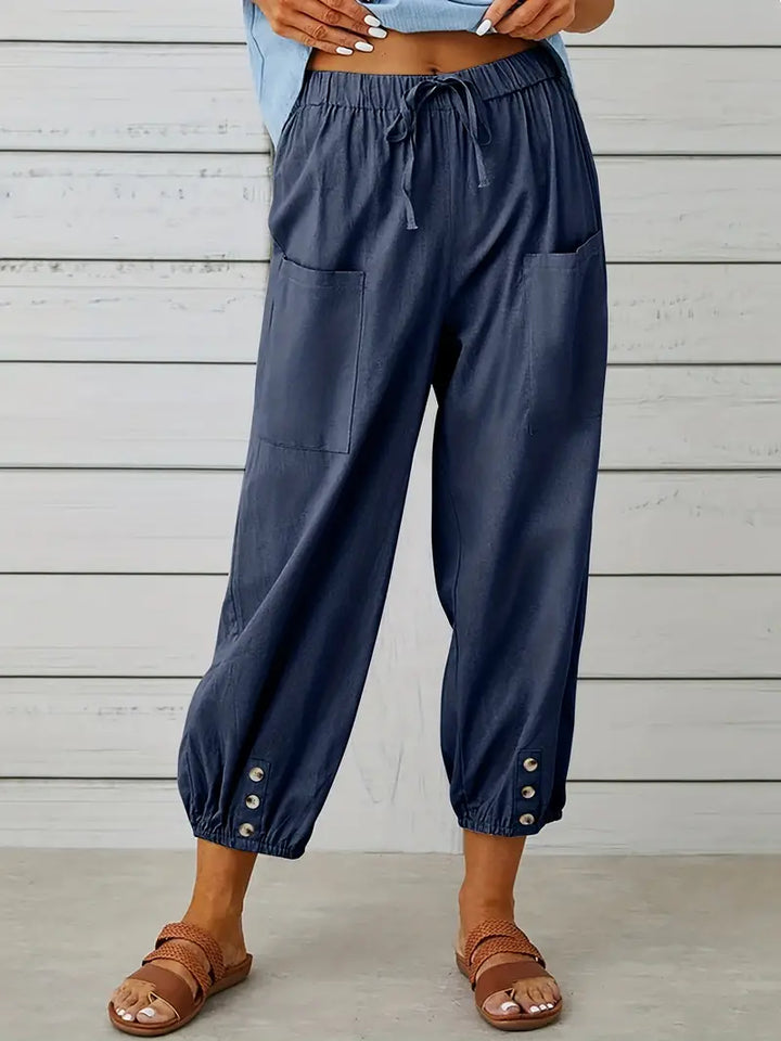 Spodnie Damskie Letnie 7/8 Casual Z Kieszeniami