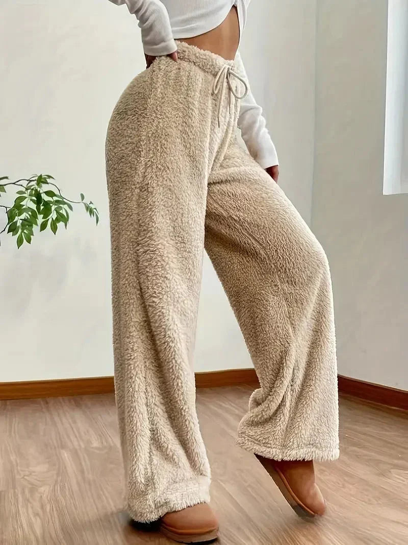 Przytulne damskie spodnie lounge z polaru teddy