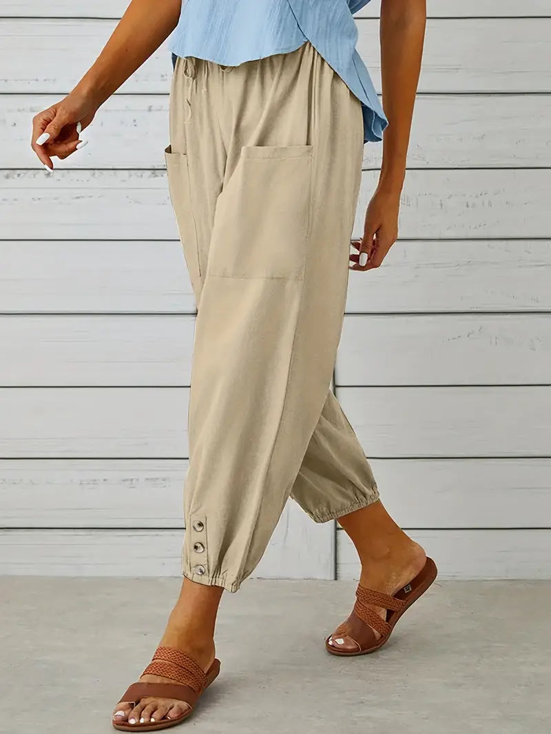Spodnie Damskie Letnie 7/8 Casual Z Kieszeniami