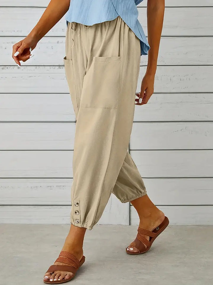 Spodnie Damskie Letnie 7/8 Casual Z Kieszeniami