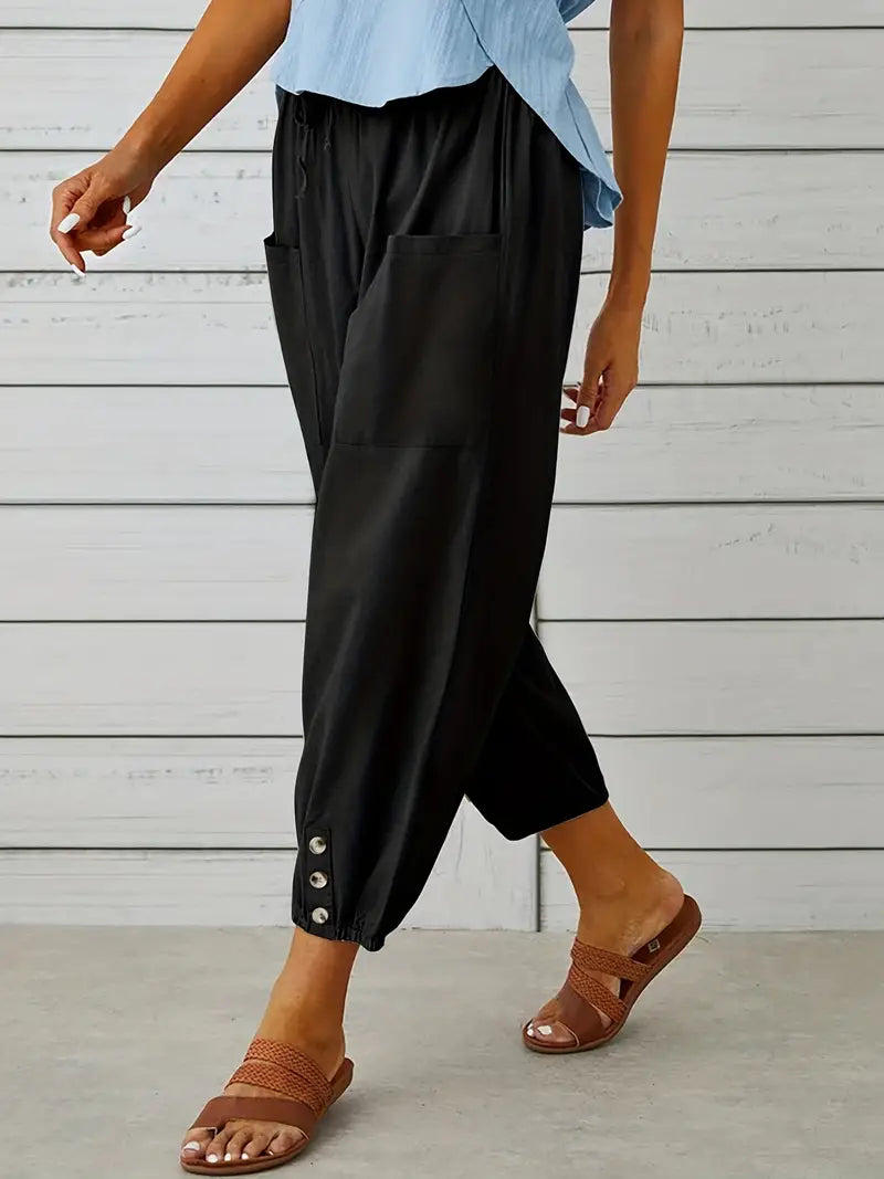 Spodnie Damskie Letnie 7/8 Casual Z Kieszeniami