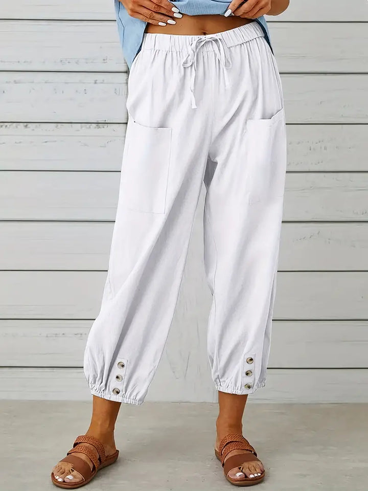 Spodnie Damskie Letnie 7/8 Casual Z Kieszeniami