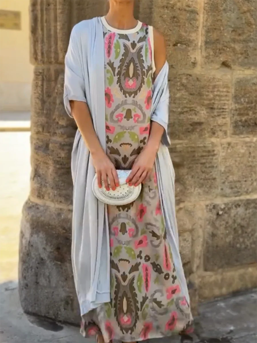 Dagmara | Sukienka Maxi Boho Dwuczęściowa