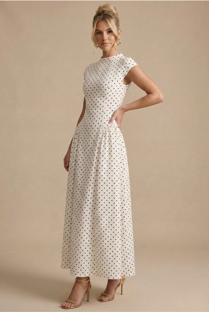 Rosalie | Sukienka Maxi W Groszki O Kroju A-Linii