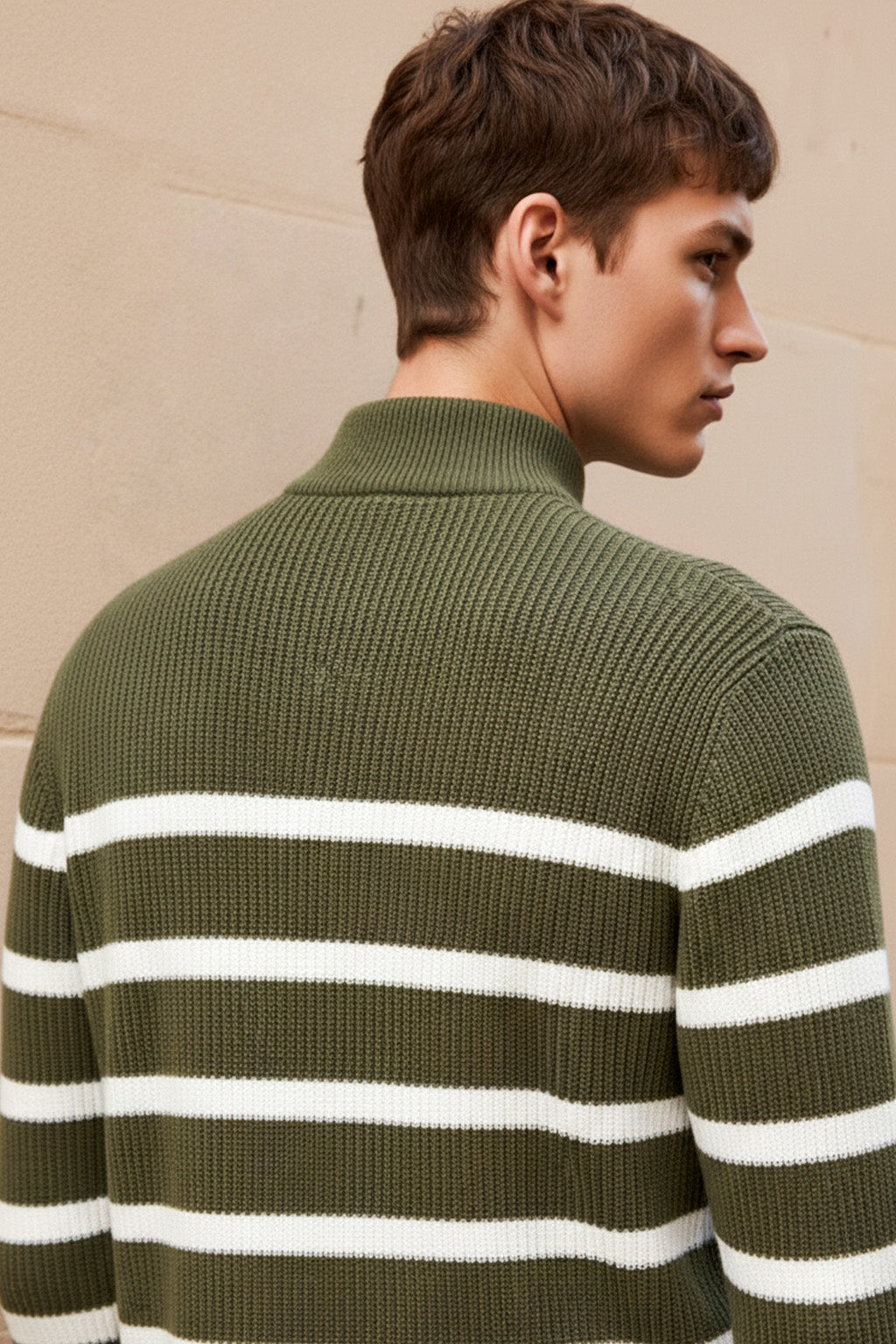 Sweter | Paweł – Leśna Zieleń z Białymi Paskami