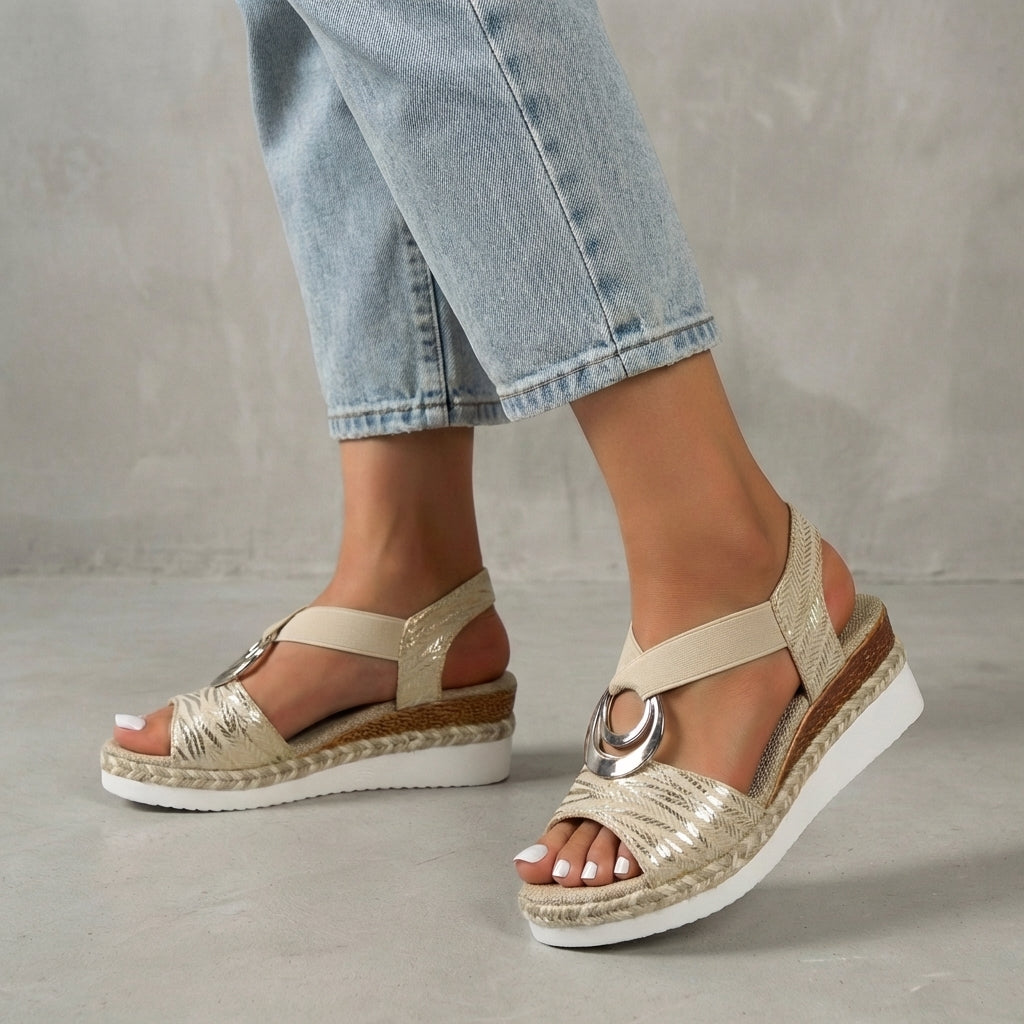 Izabela | Sandały Damskie Na Koturnie Espadryle