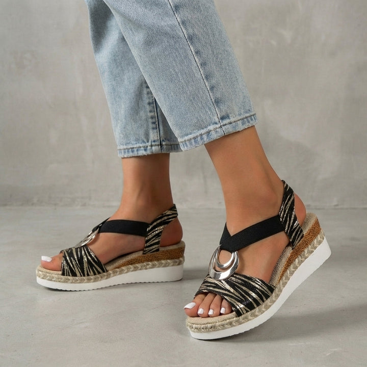 Izabela | Sandały Damskie Na Koturnie Espadryle