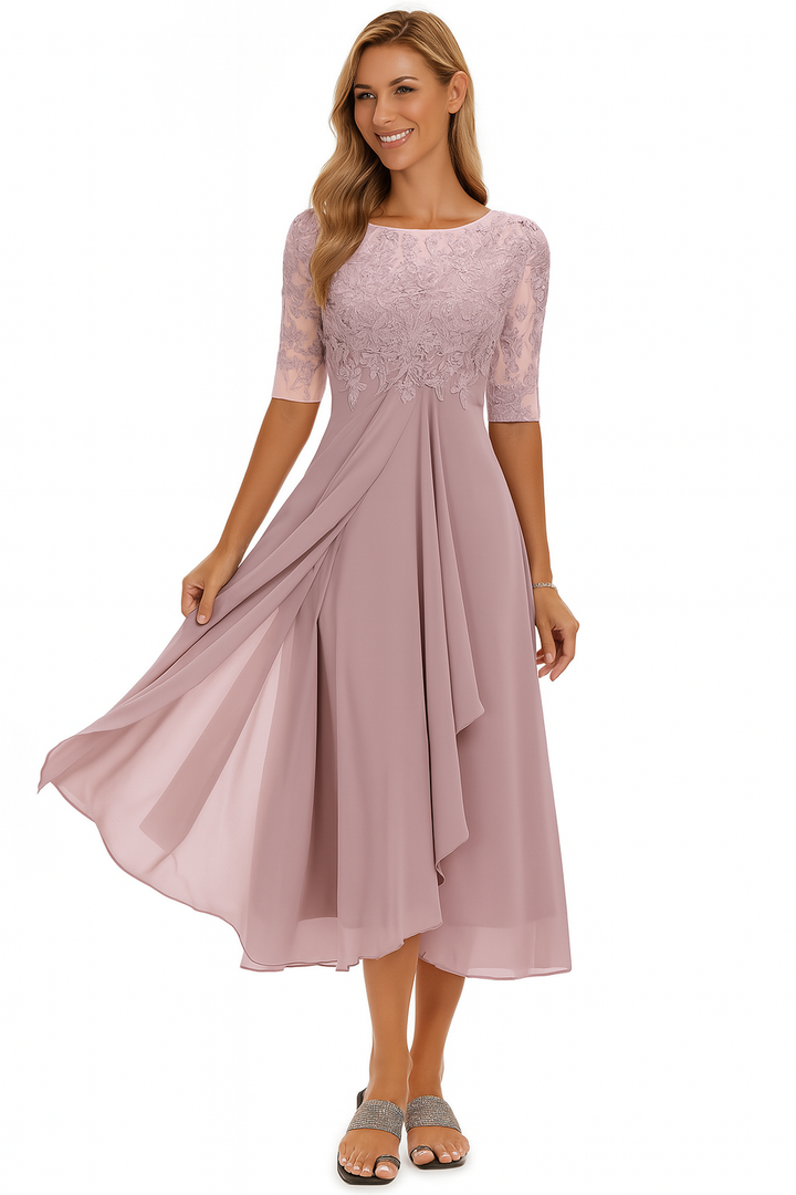 Elegancka Sukienka Damska Koronkowa Midi