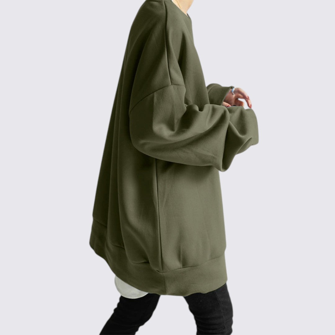Sweter Damski Oversize z Okrągłym Dekoltem