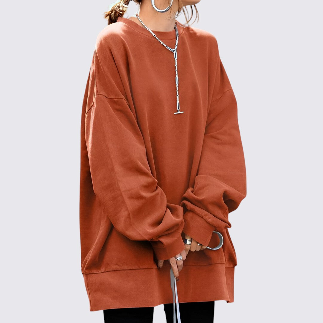 Sweter Damski Oversize z Okrągłym Dekoltem