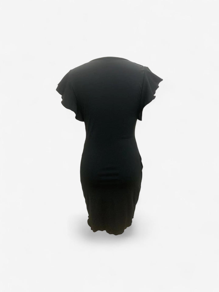 Valentina | Elegancka Sukienka Midi Bodycon Z Falbankowymi Rękawkami
