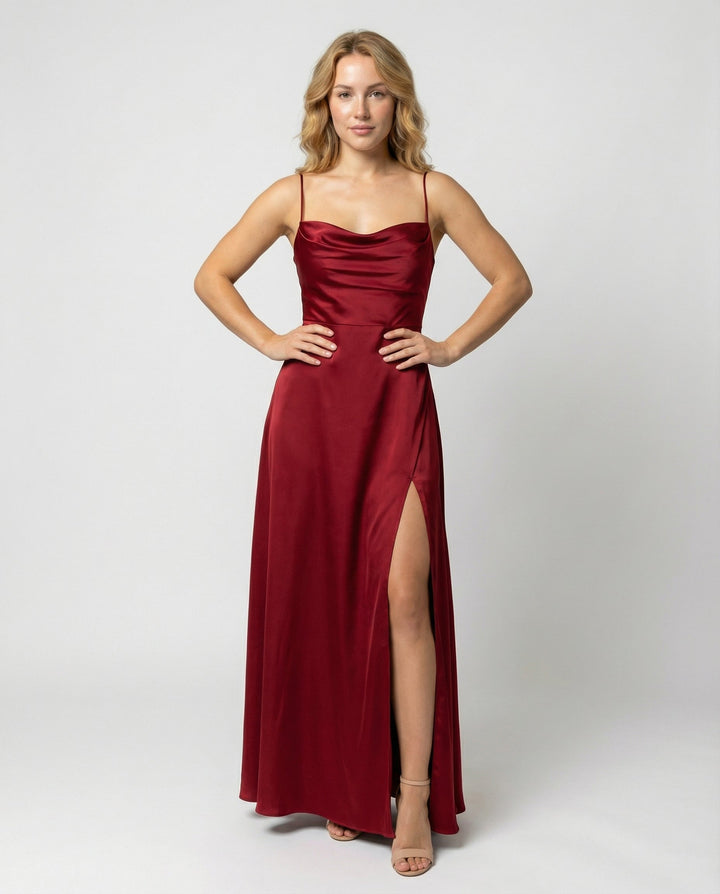 Izabela | Sukienka Maxi Elegancka Z Rozcięciem
