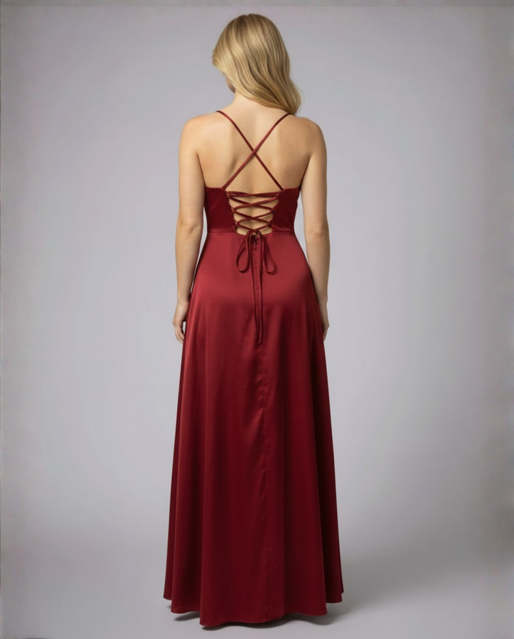 Izabela | Sukienka Maxi Elegancka Z Rozcięciem