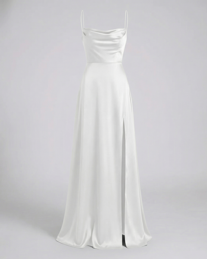 Izabela | Sukienka Maxi Elegancka Z Rozcięciem