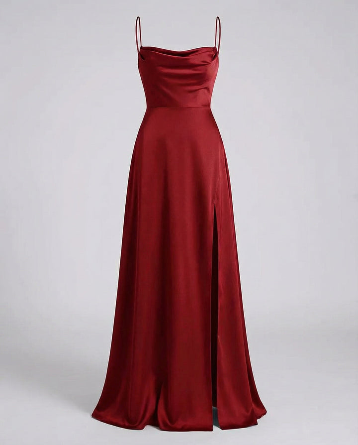 Izabela | Sukienka Maxi Elegancka Z Rozcięciem