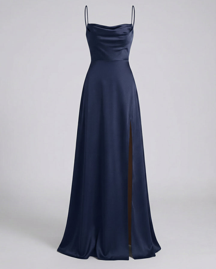 Izabela | Sukienka Maxi Elegancka Z Rozcięciem