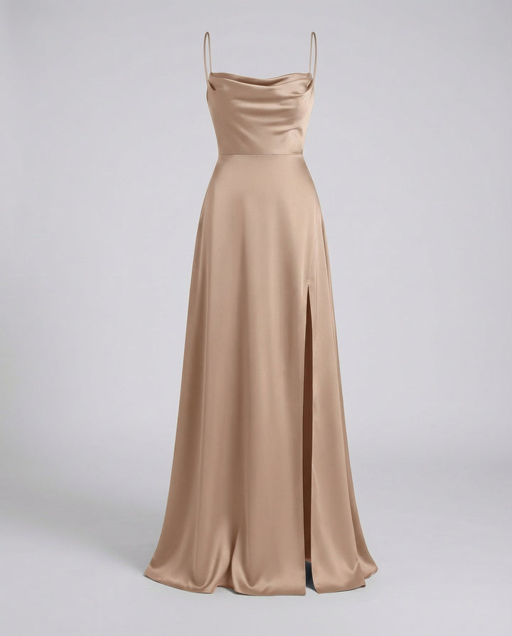Izabela | Sukienka Maxi Elegancka Z Rozcięciem