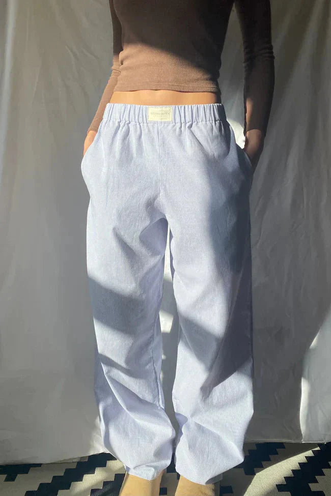 Spodnie Damskie W Paski Casual