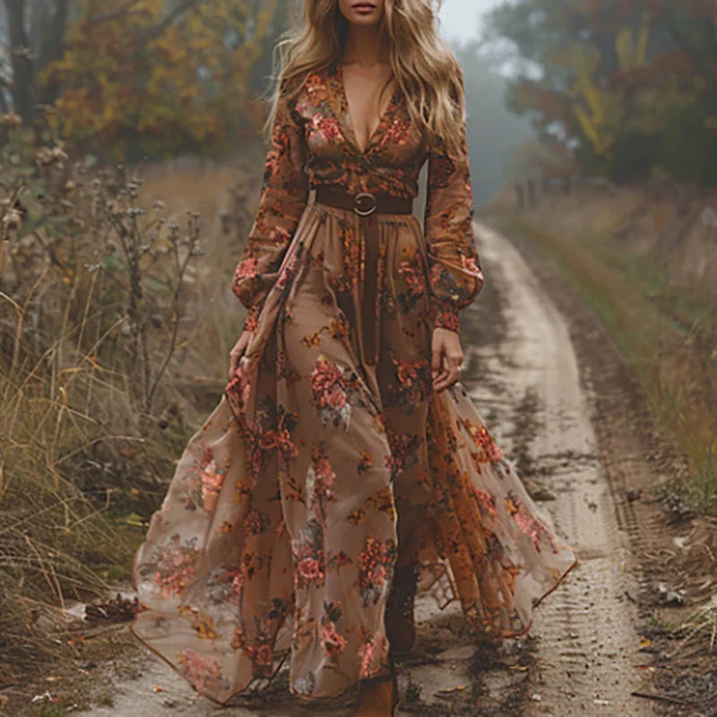 Alicja | Sukienka Maxi Boho Kwiatowa