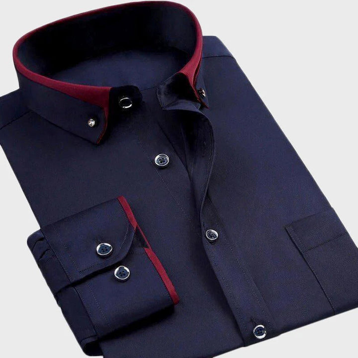Koszula Męska Elegancka z Kontrastowym Kołnierzem