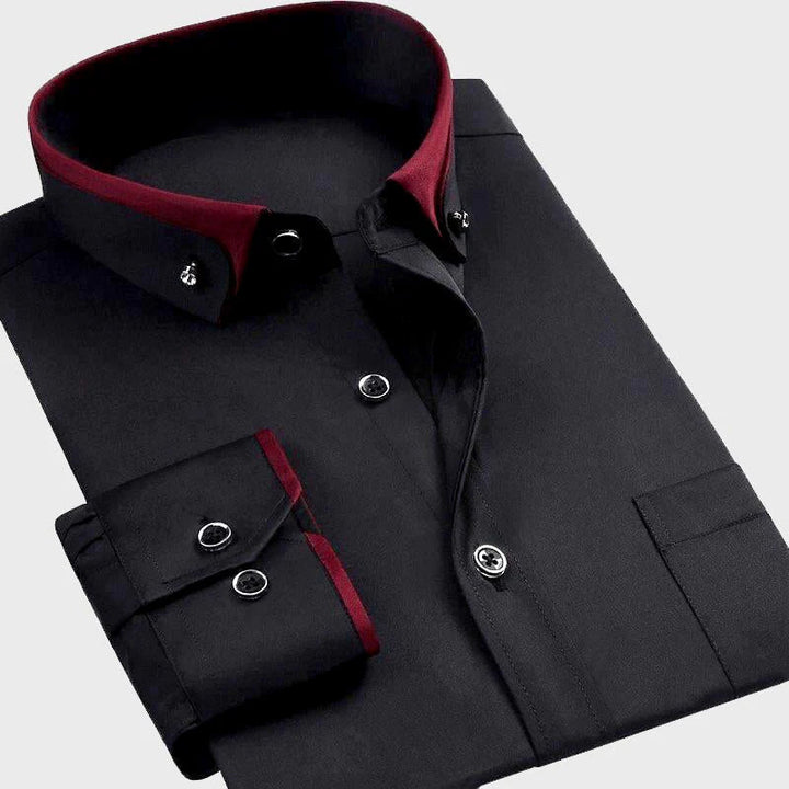 Koszula Męska Elegancka z Kontrastowym Kołnierzem