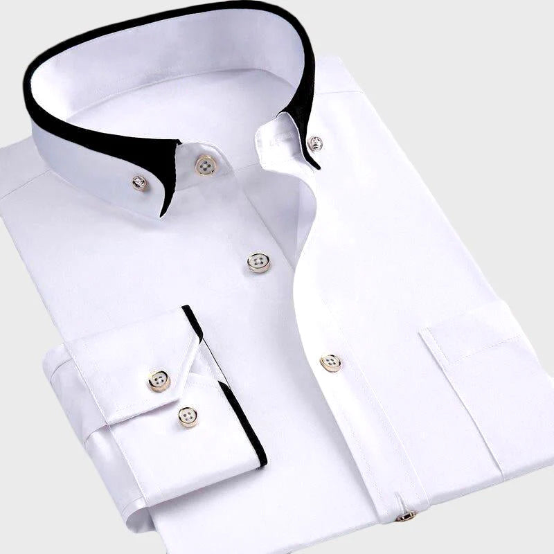 Koszula Męska Elegancka z Kontrastowym Kołnierzem