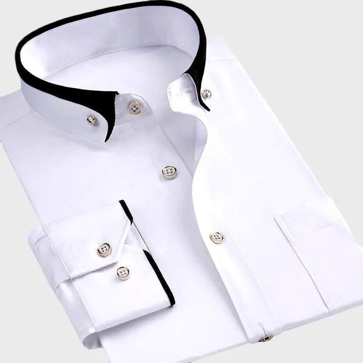 Koszula Męska Elegancka z Kontrastowym Kołnierzem