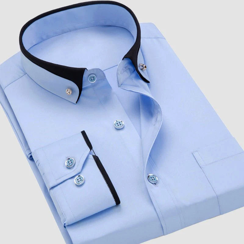 Koszula Męska Elegancka z Kontrastowym Kołnierzem
