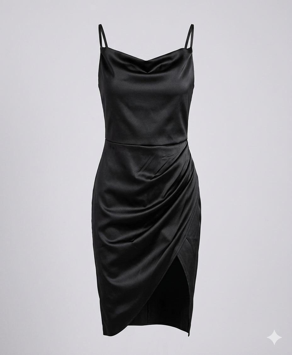 Elegancka satynowa sukienka damska do stylizacji wieczorowej