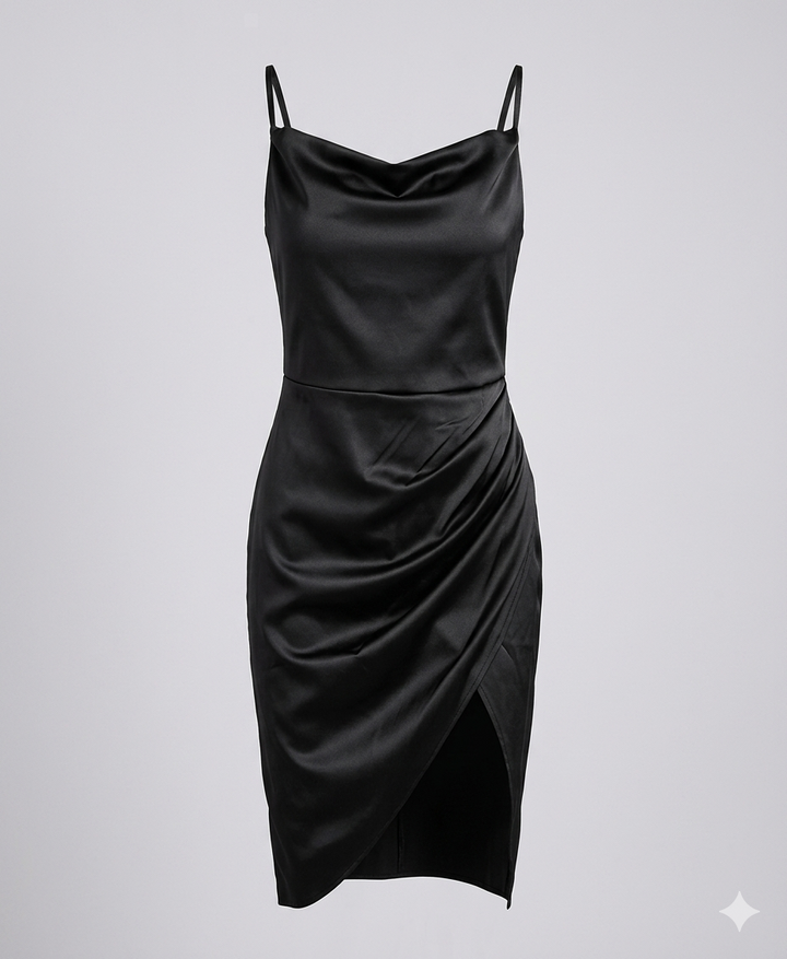 Elegancka satynowa sukienka damska do stylizacji wieczorowej