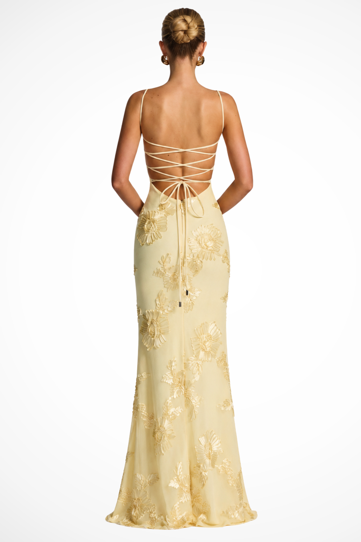 Seraphine | Haftowana Sukienka Maxi Z Gorsetową Górą