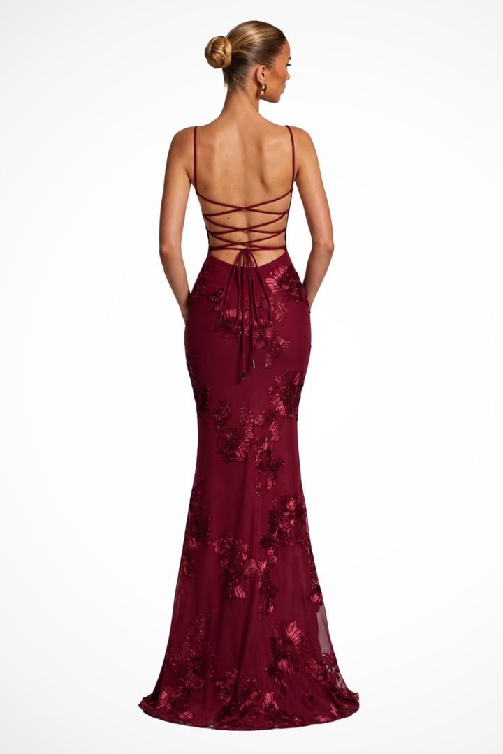 Seraphine | Haftowana Sukienka Maxi Z Gorsetową Górą